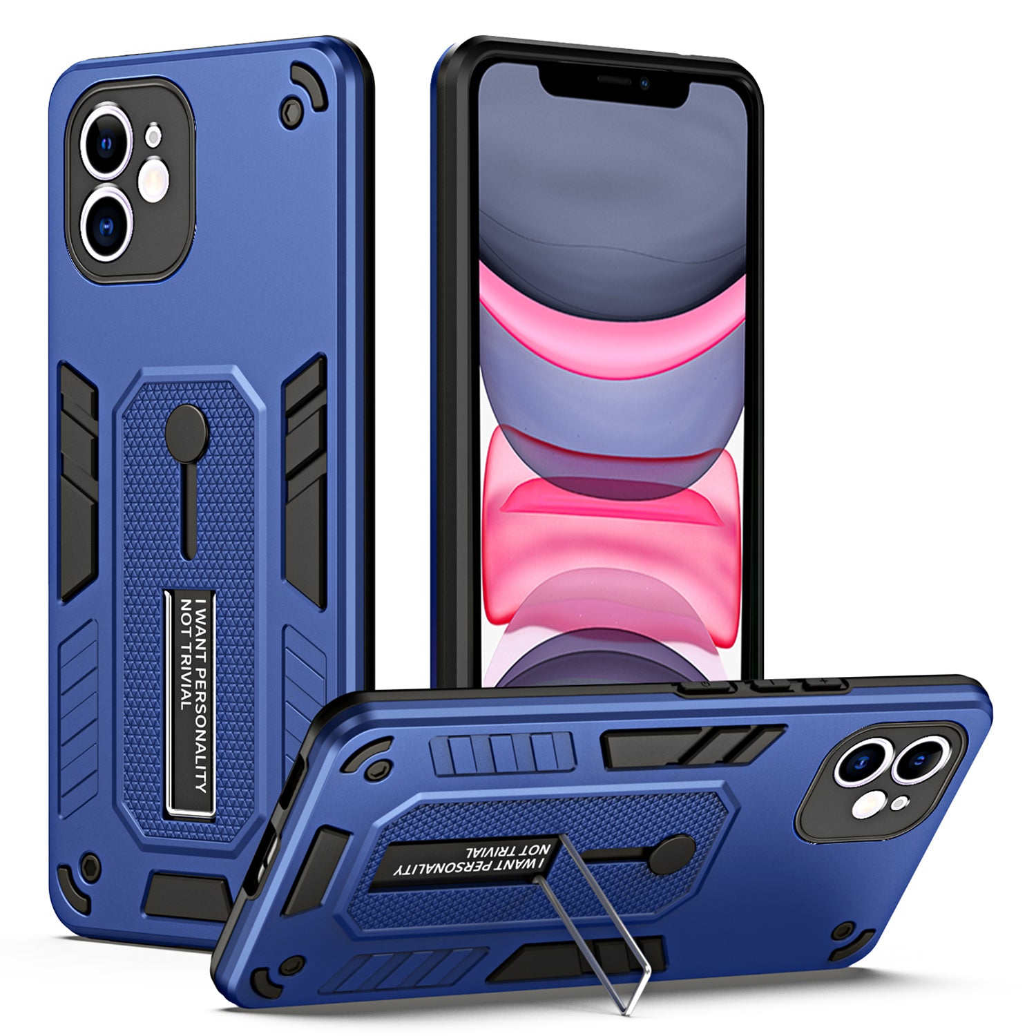 Kickstand Cell Phone Case til iPhone 11 Ring Strap TPU PC Stødsikkert beskyttende telefoncover Kickstand Cell Phone Case til iPhone 11 Ring Strap TPU PC Stødsikkert beskyttende telefoncover
